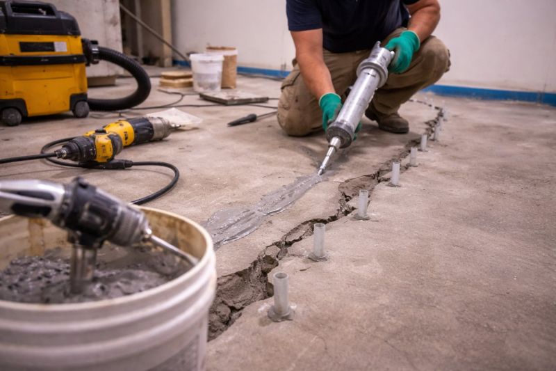 Cracked Basement Floor Repair in Towson, MD